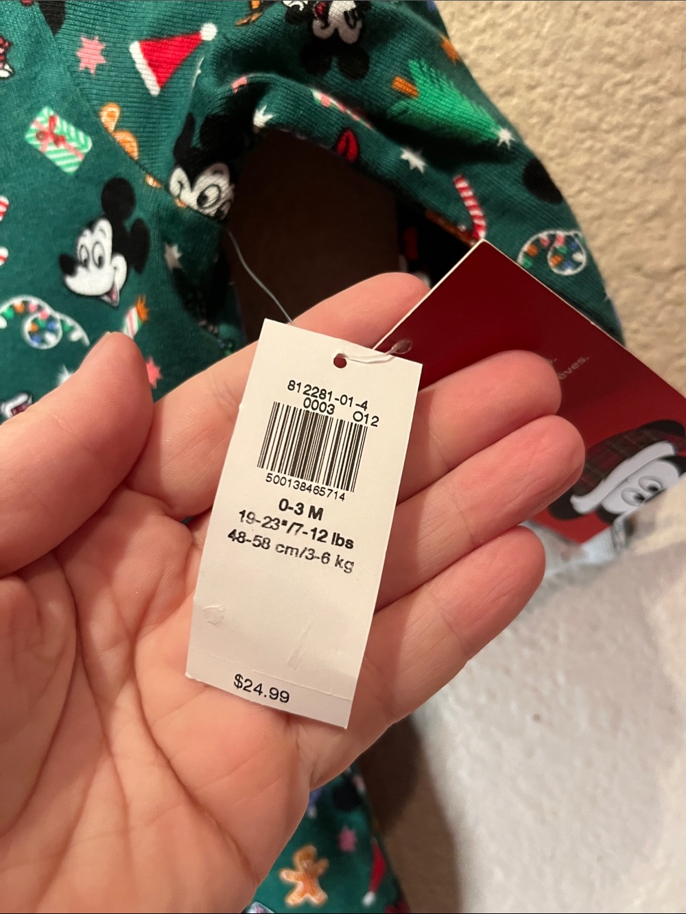 New Old Navy x Disney Baby Footed bodysuit Size 0-3 Months Christmas NWT - Picture 5 of 10